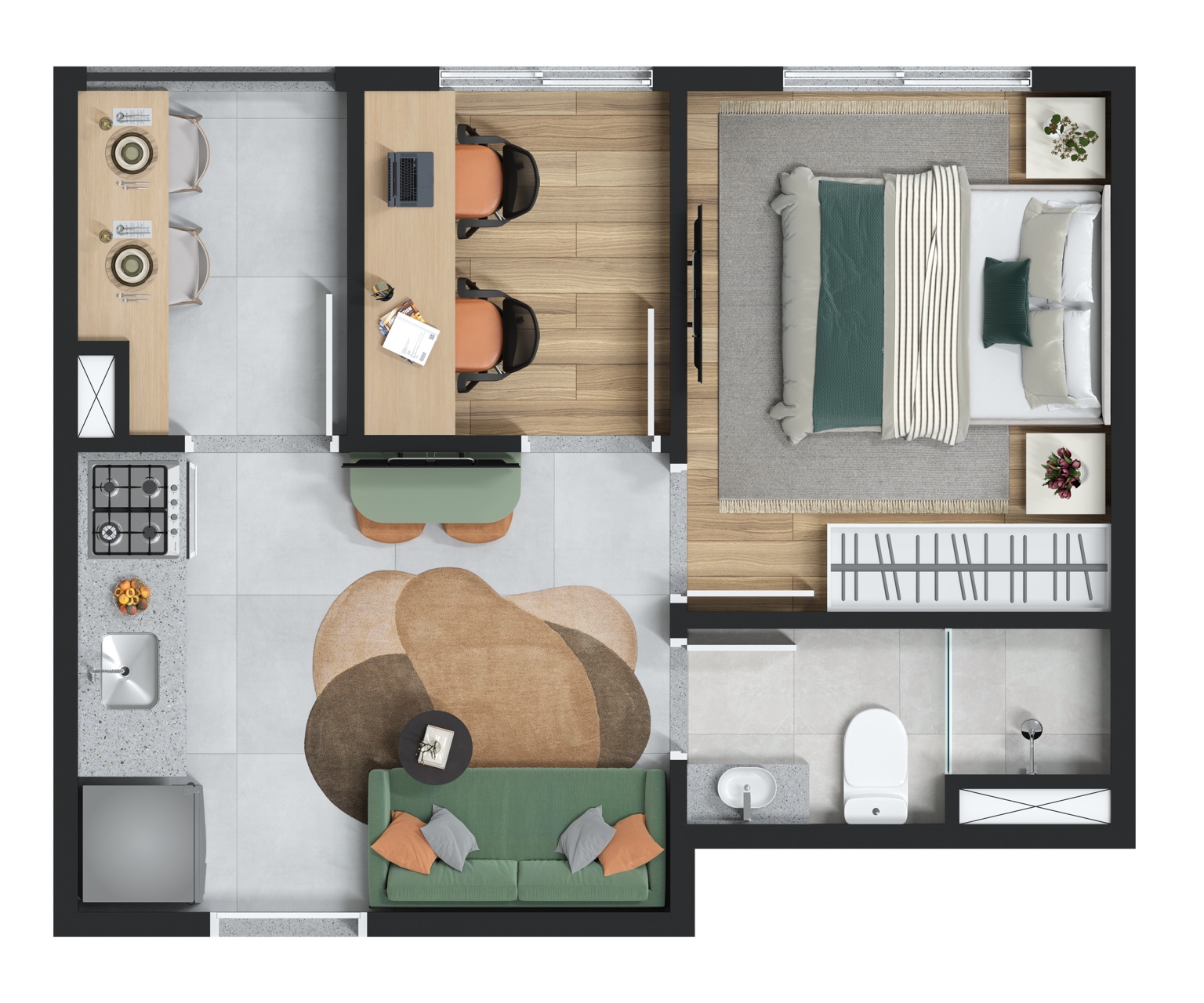 1 dormitório com office e varanda do Perdizes próximo à PUC