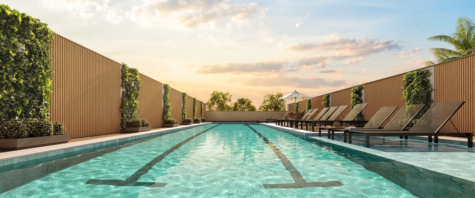 Piscina com raia de 25 m do Pré-lançamento Perdizes